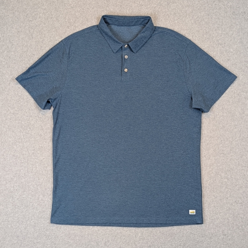 Vuori Strato Tech Polo Shirt Men's XL Pool Blue Heather Performance Golf V188